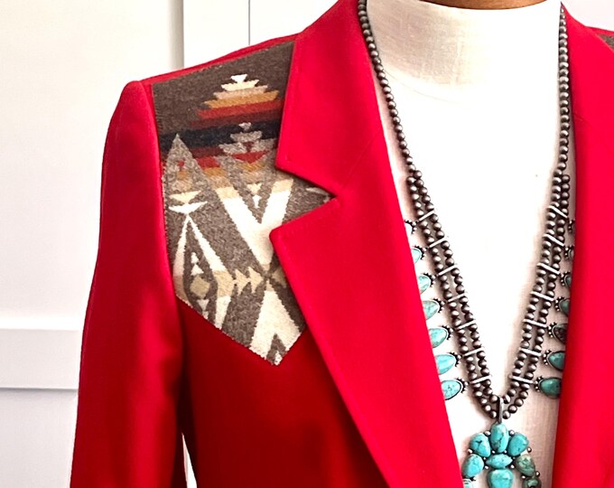 Vintage Red Wool Southwestern Aztec Blazer - Etsy