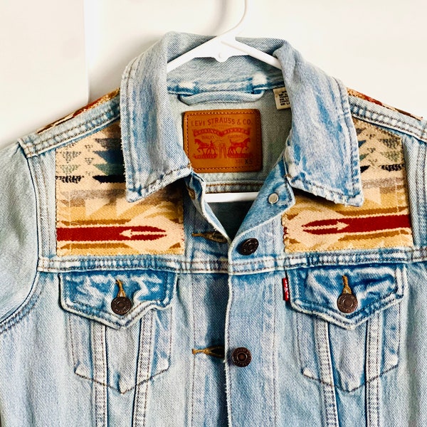 Chaqueta vaquera Levi's azteca del sudoeste lavada a la piedra estilo vintage