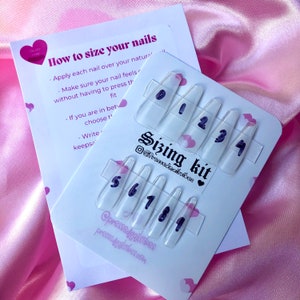 SIZING KIT press on stick on nails small medium long XL