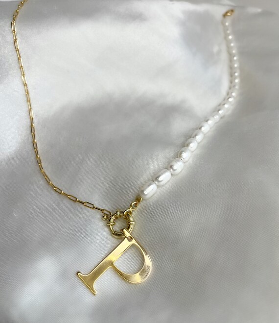 Half Pearl Initial Necklace Canada