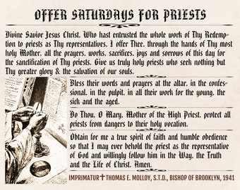 Prayer For Priests Printable, Traditional Catholic Gift (Digital Download)