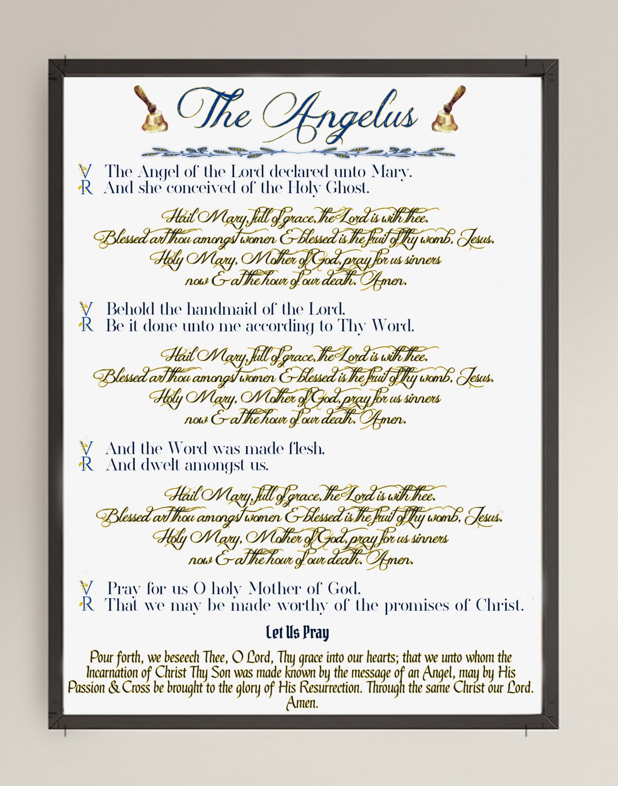The Angelus Indulgenced Prayers Digital Download | Great Gift for  Traditional Catholics | Frame For Your Own Home | Catholic Wall-hanging