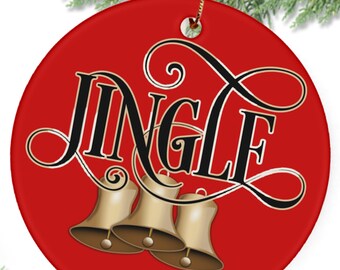 Jingle Bell Ceramic Christmas Ornament, Special Fonts