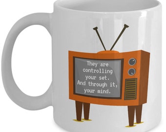 Brainwashing Mind Control TV Mug, Conspiracy Gift