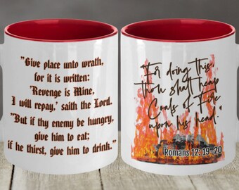Forgiveness Catholic Mug, St. Paul Romans 12:19-20 Scripture