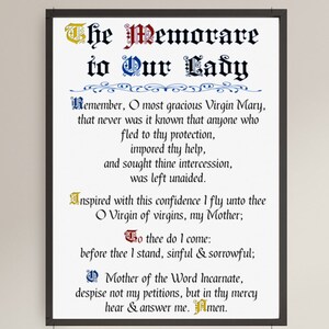 The Memorare Prayer to Our Lady Digital Download | Perfect Gift for Traditional Catholics | Print & Frame for Your Home | VIRGIN MARY PRAYER
