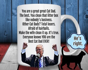 Funny Trump Cat Dad Mug, Novelty Coffee Cup