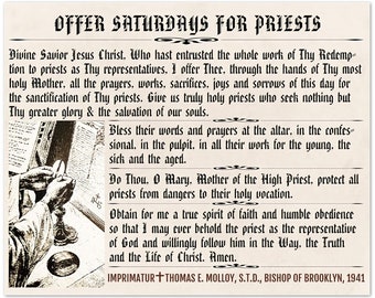 Prayer For Priests Poster, Traditional Catholic Art, Bishop Molloy Imprimatur