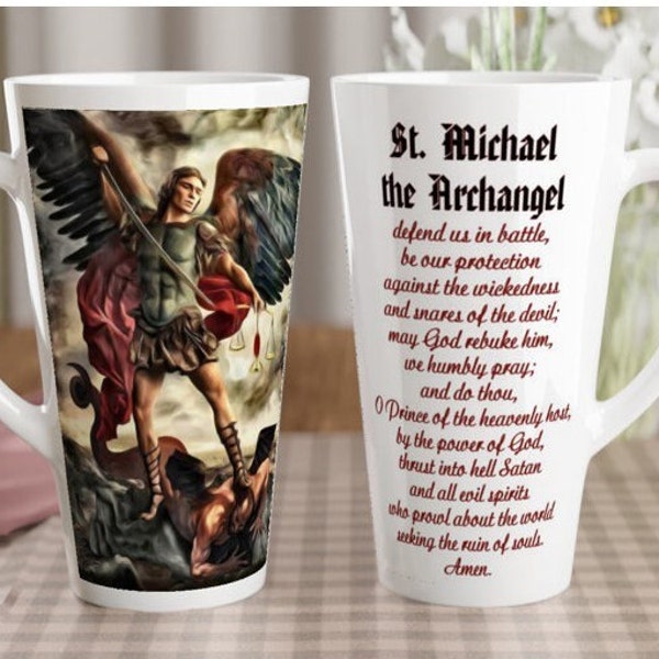 St. Michael the Archangel Defend Us In Battle Mug, St. Michael Prayer, Prince of Angels, Be Our Protection, Traditional Catholic, Leo XIII