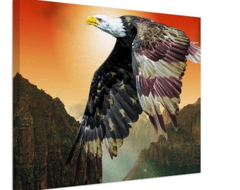 American Bald Eagle Canvas Print, Patriotic Wall Art