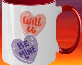 Valentine's Day Candy Heart Mug, I Love You Gift