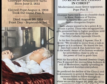 Pope St. Pius X Holy Card | Catholic Art