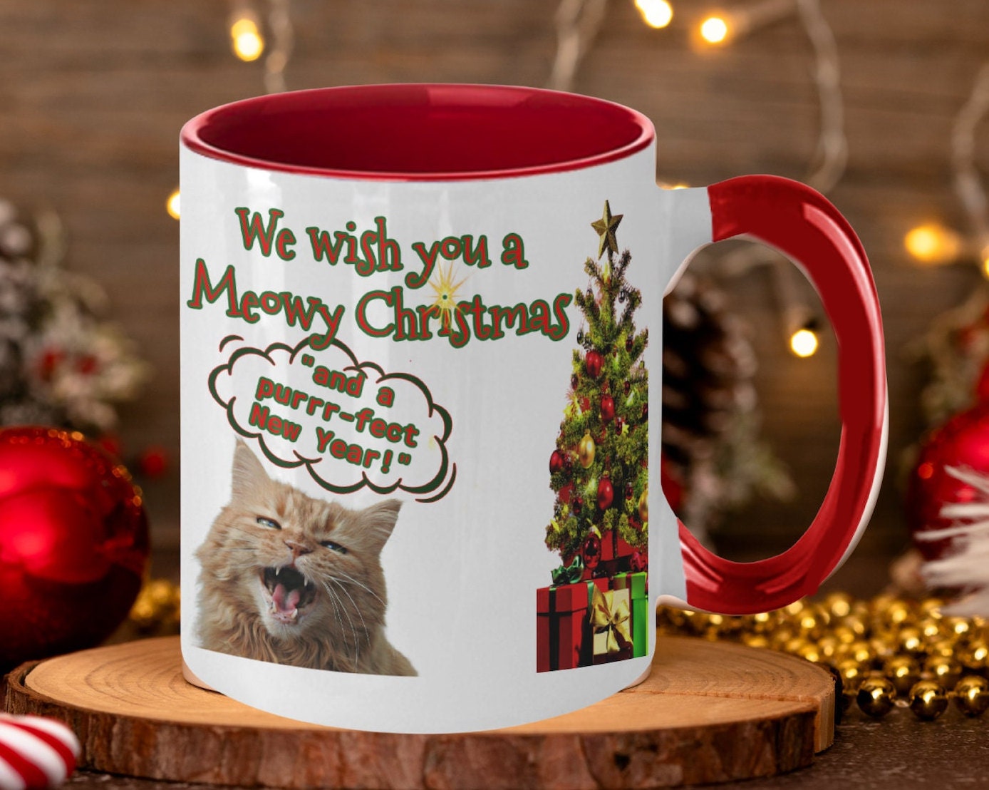 Meowy Christmas Mug Gift For Cat Lover Friend Her Stocking Stuffer Funny Meowy Christmas Mug Gift For Cat Lover Friend Her Stocking Stuffer Funny