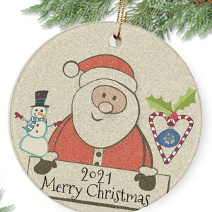 Retro Vintage Look Santa Claus Glitter Christmas Ornament, Christmas 2021 Ornament, Awesome Stocking Stuffer, Christmas Decorations, Snowman