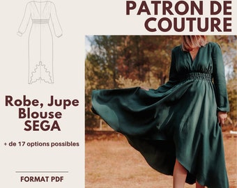 Patron couture Robe, Jupe et Blouse SEGA Femme – Format PDF A4 A0