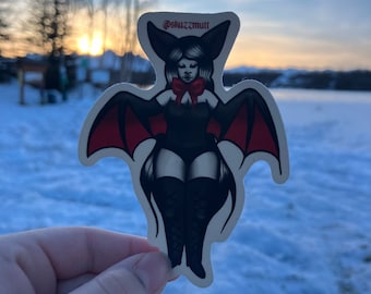 Bat Inspired Woman sticker (Red + Black)