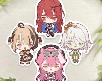 Hololive English : Justice Chibi Stickers - Elizabeth, Raora, Gigi, Cecilia