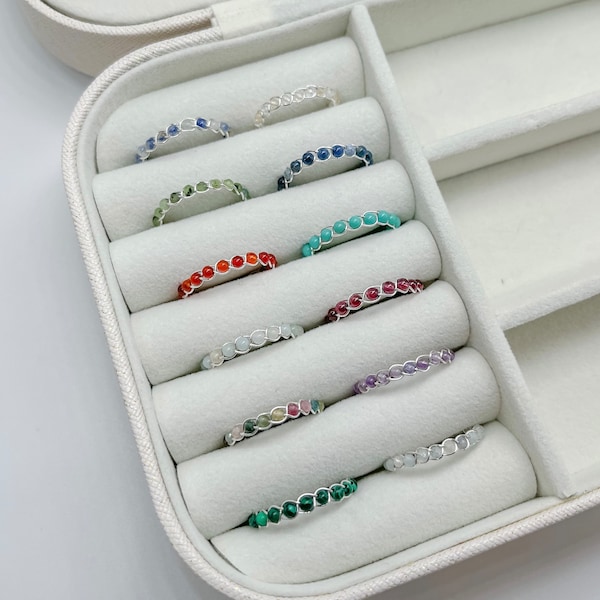 Zodiac/Birthstone Dainty Gemstone Rings | crystal, birthday, gifts for her, healing, aquamarine, tourmaline, malachite, garnet, citrine