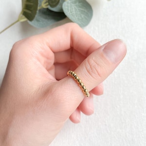 Gold Bead Ring | 24Kt gold plated, plain stretch beaded ring, minimalist, dainty, thumb ring, fidget anxiety ring, layered, gift for her