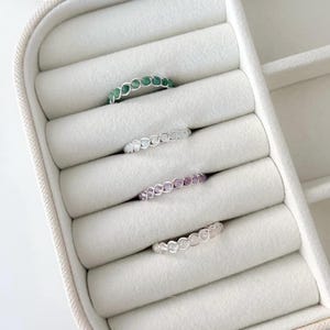 Dainty Gemstone Braided Wire Rings | aventurine, rose quartz rings, crystal rings for her, gift for her, sterling silver plated, birthstone