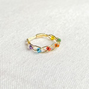 Superheld Infinity Farben inspiriert Ring | inspiriert von Superhelden, Science-Fiction Filmen, Regenbogen Ring, geflochtener Golddraht Ring
