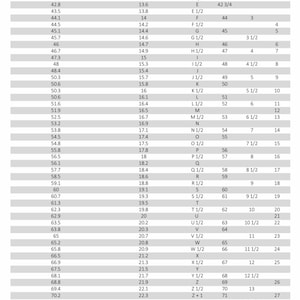 Puede incluir: Un gr&aacute;fico que muestra la circunferencia del dedo en mil&iacute;metros y el di&aacute;metro interior correspondiente del anillo en mil&iacute;metros. El gr&aacute;fico tambi&eacute;n incluye las tallas de anillo en el Reino Unido, Europa, EE. UU. y Jap&oacute;n.