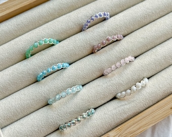 Braided Wire Bead Rings | 2mm braided bead rings, wire wrap rings, crystal rings, silver rings, rings for her, gift for her, dainty ring