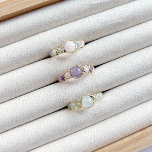 Multi-Stone Gemstone Braided Wire Rings | rose quartz, amethyst, aventurine, aquamarine, gold, birthstone, rings for her, gift for her