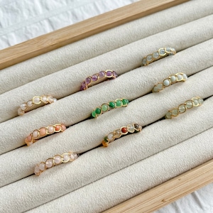 Gemstone Braided Wire Wrapped Rings | 3mm aventurine, amethyst, agate, rose quartz, aquamarine gold crystal ring, gift for her, healing ring