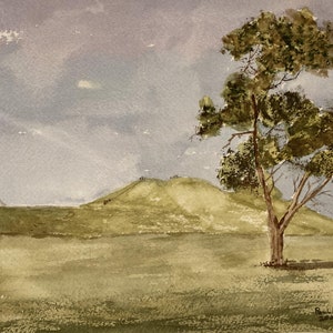 Monks Mound, Original Water Color, Cahokia State Historic Site, National Historic Landmark, UNESCO World Heritage Site, Monks Mound Souvenir