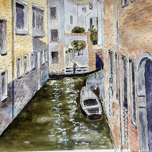 Venice Italy Watercolor Painting Original (11&quot;x15&quot;). Venice Souvenir, Commissioned Art