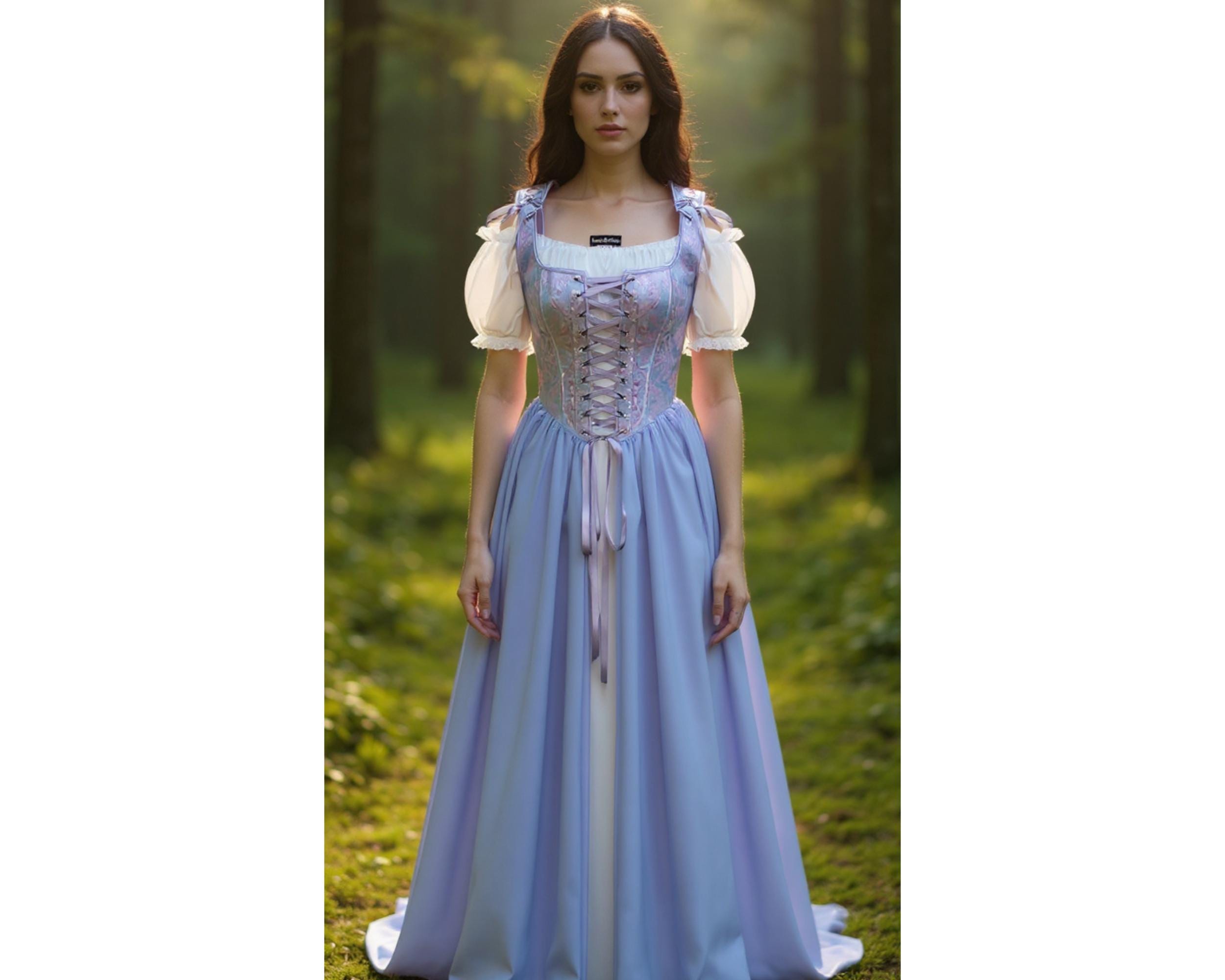 Scarlet Darkness Renaissance Corset Dress: Cottagecore Fairy Gown Scarlet Darkness Renaissance Corset Dress: Cottagecore Fairy Gown