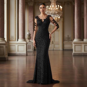black courthouse wedding dress Wedtrend Women Ivory A-Line Courthouse Wedding Dress Satin Long Sleeve V-Neck Midi Rehearsal Dinner Dress, Black / US2