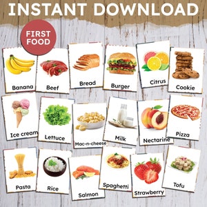 PRIMI ALIMENTI, Download IMMEDIATO Schede Montessori, Schede Montessori stampabili, Schede Flash, Schede Flash Nomenclatura