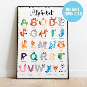 ALPHABET Poster, INSTANT DOWNLOAD Montessori Poster, Printable Montessori Poster, Learning Poster, Montessori Educational, Homeschooling
