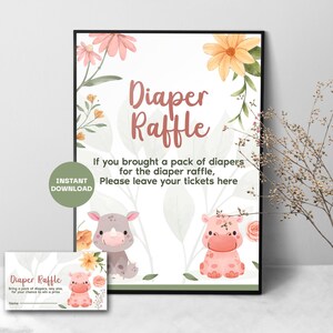Diaper Raffle Sign, Baby Shower, INSTANT DOWNLOAD, Printable Baby Shower Sign