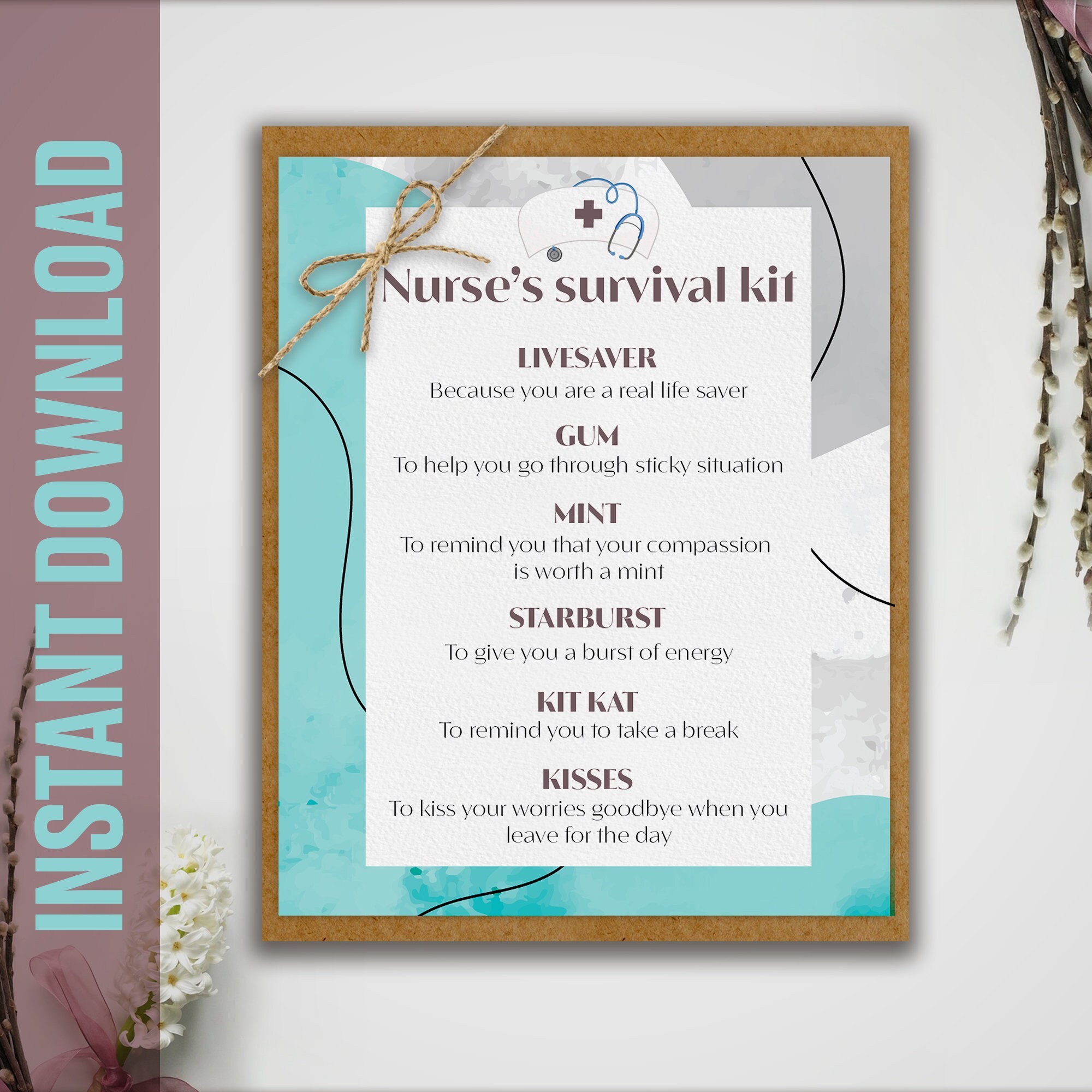 PRINTABLE Nurses Survival Kit, Staff Survival Kit Tag, Staff ...