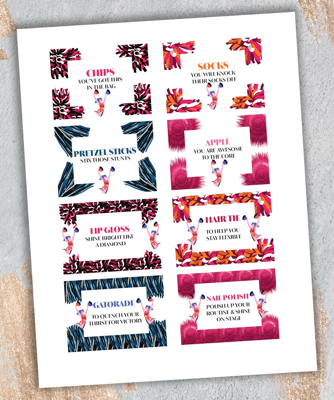 24 PRINTABLE Cheerleader Survival Kit - Cheerleading Competition ...