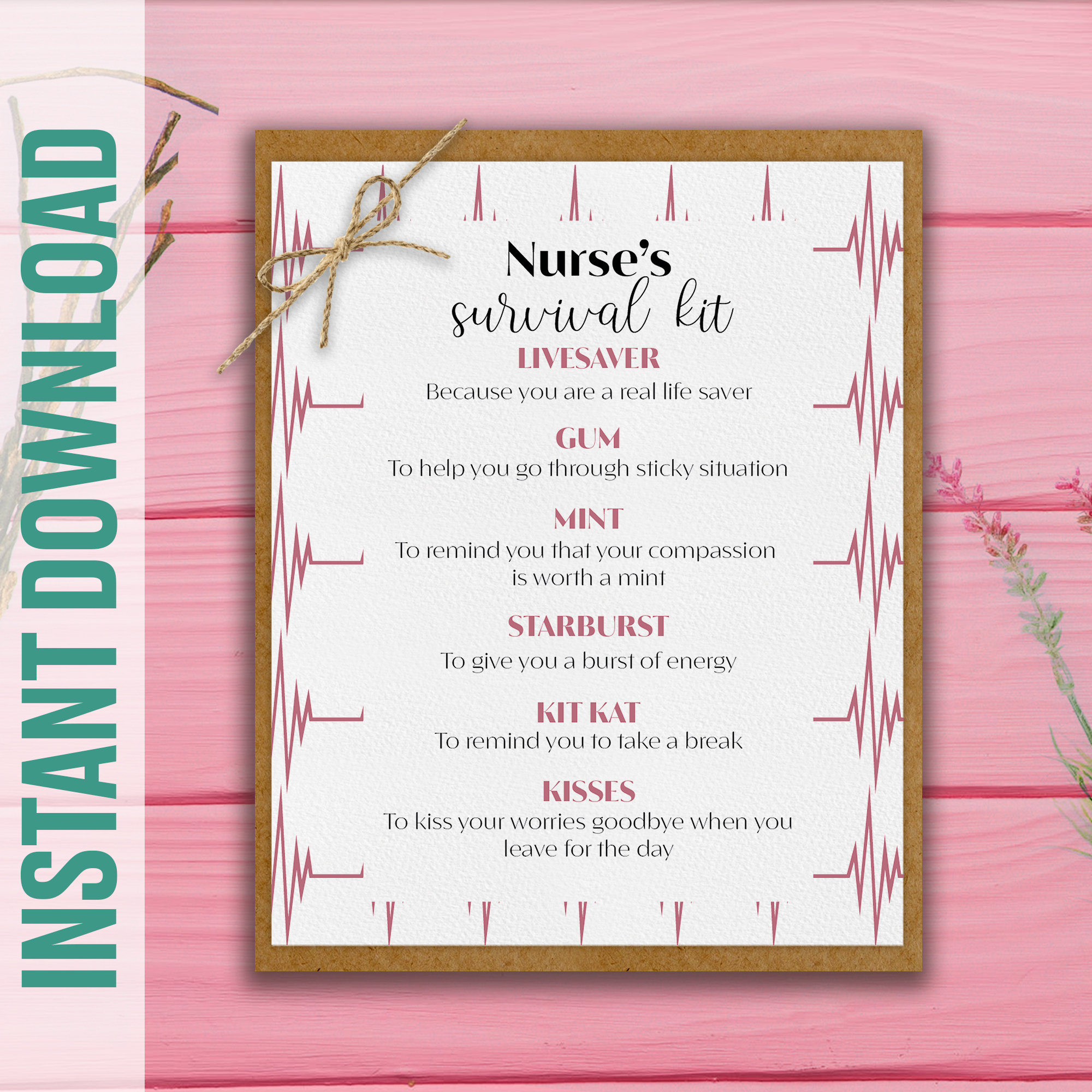 PRINTABLE Nurses Survival Kit Staff Survival Kit Tag Staff Etsy España