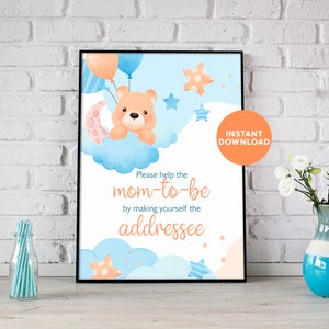 Please help the mom-to-be Sign Blue, Baby Shower, INSTANT DOWNLOAD, Printable Baby Shower Sign