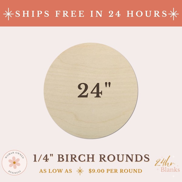 24Inch 1/4" Plywood Rounds, Round Wooden Blanks, Baltic Birch Plywood 1/4", Birch Wood Circle, Door Hanger Blanks, Craft Circle Blanks