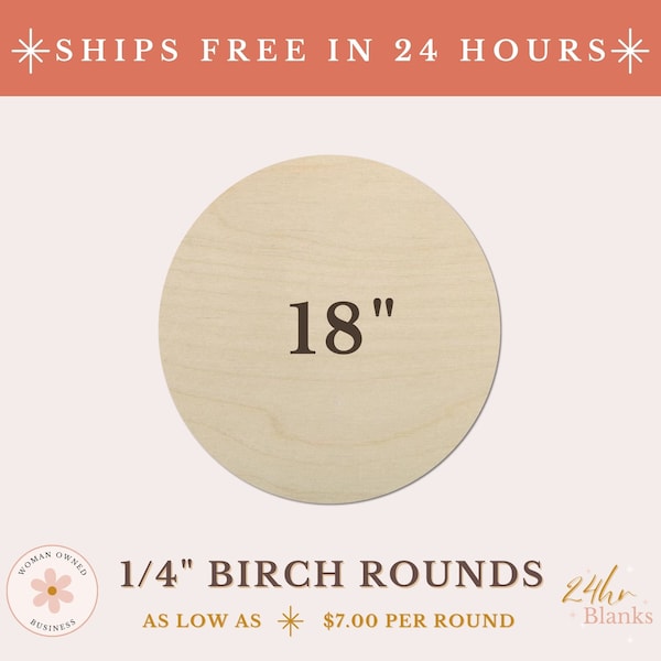 18Inch 1/4" Plywood Rounds, Round Wooden Blanks, Baltic Birch Plywood 1/4", Birch Wood Circle, Door Hanger Blanks, Craft Circle Blanks