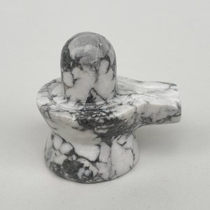 Howlite stone Shivling, Gemstone Shivling Statue, Shivling figurine, Lord Shiv, Healing Crystal, Spiritual Decor Shivling, Gemstone statue