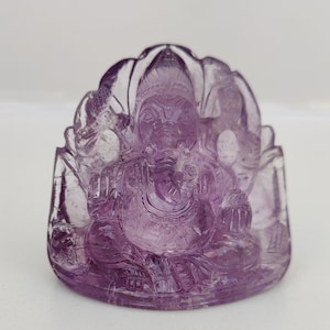 Handmade Amethyst Ganesha Statue, Gemstone Idol