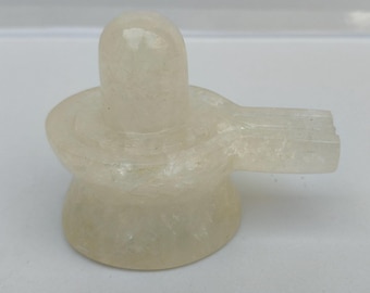 White quartz Shivling, Gemstone Shivling Statue, Shivling figurine, Lord Shiv, Healing Crystal, Spiritual Decor Shivling, Gemstone statues