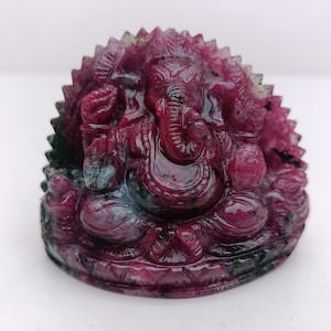 Natural Ruby stone Handmade ganesha statue, handcarved Ruby Gem stone ganesha,   precious stone ganesha idol, Ruby precious stone ganesha