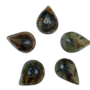 5  Pcs Set Labradorite stone Oil Deepak, Diya - Handmade Oil Candle Diya - Perfect For Gift - Natural Stone - Polished Lamp - Decor.