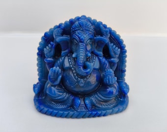 Handcarved blue quarts ganesha, blue quarts ganesh  crystal ganesha statue, Handmade blue quarts ganesha, goodluck ganesha blue ganesh