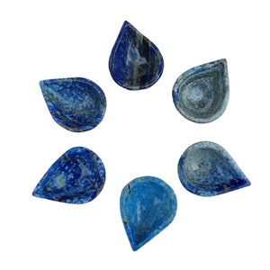 6 Pcs Set Lapis stone Oil Deepak, Diya - Handmade Oil Candle Diya - Perfect For Gift - Natural Stone - Polished Lamp - Decor.