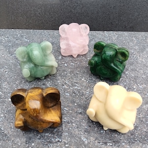 Handmade ganesha statue, handcarved Rose quartz, lite green aventurine , green aventurine ,tiger eye, ivory agate Stone ganesha